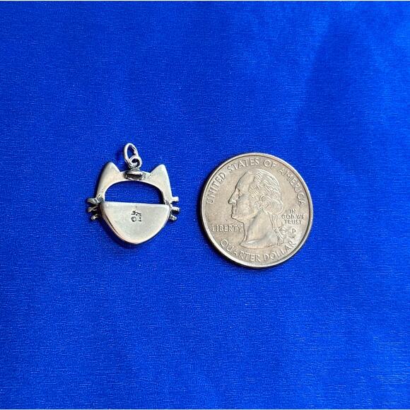 Sterling Silver Cat Face Picture Frame Charm, Silver Cat Face Charm - Picture 4 of 8